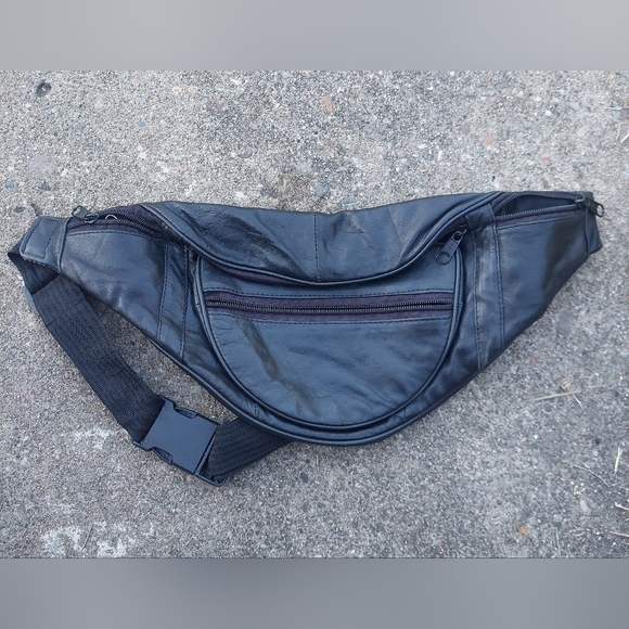 Vintage Leather Fanny Bag Chest Bag Fanny Pack Old School - Picture 1 of 4